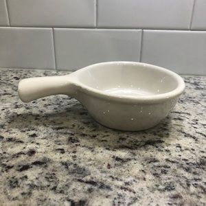 white ceramic 9 oz French soup bowl / casserole dish / condiment sauce holder